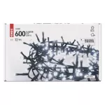 Lampki choinkowe LED Classic Cluster, jeżyk, 600LED 12m, zimna biel, czarny, IP44, timer