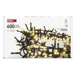 Lampki choinkowe LED Classic Cluster, jeżyk, 600LED 12m, ciepła biel, czarny, IP44, timer