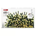 Oświetlenie świąteczne sople 600 LED 10m, ciepła biel, zielony przew., 8 programów, IP44