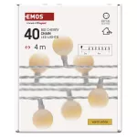 Dekoracje - 40 LED big cherry 4m IP44 ciepła biel, biały przewód, IP44, timer