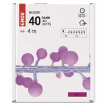 Dekoracje - 40 LED big cherry 4m IP44 róż, biały przewód, IP44, timer