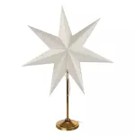 Dekoracje - świecznik złoty, papierowa gwiazda beżowa, 67x45 cm, na żarówkę E14, IP20