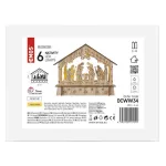 Dekoracje - 6 LED szopka 18,5x15 cm 2x AA, ciepła biel, IP20, timer