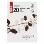 Dekoracje - 20 LED szyszki, gwiazdki, 1,7m, 2x AA, ciepła biel, IP20