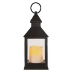 Lampion 1 LED świeczka czarny 24 cm 3x AAA, vintage, IP20, timer