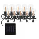 Łańcuch Party 10x z panelem solarnym, przeźroczyste, 5m, vintage, IP44
