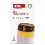 Świeczka cmentarna LED, biała, 2x C, IP44, timer