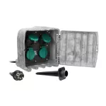 Gniazdo ogrodowe KAMIEŃ, 4x2P+Z, kabel gumowy H07RN-F 3x1,5mm2, 3m, 2 tryby pracy: automatyczny (max.1100W)/ręczny (max.3680W)