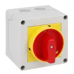 7GN2510P25 Łącznik krzywkowy serii 7GN, rozłącznik, 3 pola, 25A, w obudowie 90x90mm i żółto/czerwonym pokrętłem