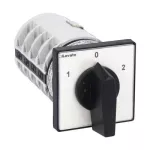 7GN6313U Łącznik krzywkowy serii 7GN, przełącznik silnika dwubiegunowego 1-0-2, układ Dahlandera, 63A, do montażu tablicowego, z czarnym pokrętłem i tabliczką 65x65mm