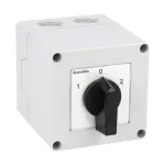 7GN2511P Łącznik krzywkowy serii 7GN, przełącznik zmiany kierunku obrotów silnika 3 fazowego, 25A, w obudowie 75x75mm i czarnym pokrętłem