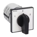 7GN3211U Łącznik krzywkowy serii 7GN, przełącznik zmiany kierunku obrotów silnika 3 fazowego, 32A, do montażu tablicowego, z czarnym pokrętłem i tabliczką 65x65mm