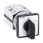 GF1003U Łącznik krzywkowy serii GF, rozłącznik z powrotem do pozycji 0, 3 pola, 10A, do montażu tablicowego, z czarnym pokrętłem i tabliczką 30x30mm