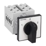 GX1675U Łącznik krzywkowy serii GX, przełącznik sieci, 4 pola, 16A, do montażu tablicowego, z czarnym pokrętłem i tabliczką 48x48mm