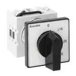 GX1668U Łącznik krzywkowy serii GX, przełącznik woltomierzy, napięcia fazowe, 16A, do montażu tablicowego, z czarnym pokrętłem i tabliczką 48x48mm