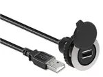 LPFD01L050 Metalowy interfejs komunikacji płaski Ø30mm serii Platinum, USB typ 3.0, wtyczki A/A, z przewodem o długości 0,5m