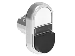 LPSBL7214 Metalowy przycisk Ø22mm serii Platinum, dwuklawiszowy, samoczynny powrót, 1 kryty, 1 wystający i biały podświetlany dyfuzor. Biały - Czarny