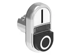 LPSBL7224 Metalowy przycisk Ø22mm serii Platinum, dwuklawiszowy, samoczynny powrót, 1 kryty, 1 wystający i biały podświetlany dyfuzor. Biały - Czarny / I - 0
