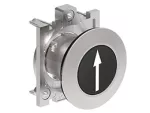LPFB1152 Metalowy przycisk płaski Ø30mm serii Platinum, kryty, samoczynny powrót, z symbolem, ↑ / Czarny
