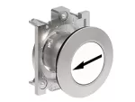 LPFB1148 Metalowy przycisk płaski Ø30mm serii Platinum, kryty, samoczynny powrót, z symbolem, ← / Biały