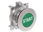 LPFB1163 Metalowy przycisk płaski Ø30mm serii Platinum, kryty, samoczynny powrót, z symbolem, START / Zielony