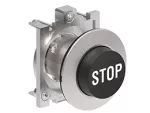 LPFB2132 Metalowy przycisk płaski Ø30mm serii Platinum, wystający, samoczynny powrót, z symbolem, STOP / Czarny