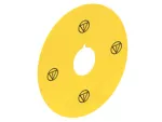 LPXAU124 Plastikowy dysk do przycisków grzybkowych, zewnętrzne fi 90mm, symbol wg ISO13850 (IEC60417)