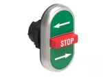 LPCB7365 Plastikowy przycisk Ø22mm serii Platinum, potrójny, samoczynny powrót, 2 zewnętrzne kryte i 1 środkowy wystający, → - STOP - ←