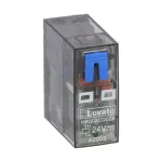 HR502CD024 Przekaźnik miniaturowy ze wskaźnikiem LED i przyciskiem mechanicznym, sterowanie 24VDC, 2C/O, 8A, do gniazd HR5XS2..