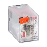 HR604CA110 Przekaźnik przemysłowy ze wskaźnikiem LED i przyciskiem mechanicznym, sterowanie 110VAC, 4C/O, 5A, do gniazd HR6XS4..