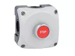 LPZP1B8103 Szara obudowa LPZP1A8 z czerwonym przyciskiem krytym LPCB1134 "STOP", 1NC