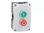 LPZP2B8901 Szara obudowa LPZP2A8 z zielonym przyciskiem krytym LPCB1113 "I" i zestykiem 1NO oraz czerwonym przyciskiem wystającym LPCB2104 "O" i zestykiem 1NC