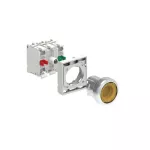 LPSBL105K11PB5 ZESTAW: Przycisk metalowy podświetlany, samoczynny powrót, kryty, żółty. Adapter montażowy. Zestyki 1NO+1NC, zaciski śrubowe. Lampka LED, światło ciągłe, zasilanie 12...30VAC/DC.