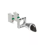 LPSS131K20 ZESTAW: Przełącznik metalowy, 3 pozycje, 1>0<2. Adapter montażowy, Zestyki 2NO, zaciski śrubowe.