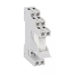 HRA302CD024K4 Zestaw złożony z przekaźnika miniaturowego, 24VDC, 8A, styki 2C/O. Gniazdo z zaciskami śrubowymi i obejmą wyrzutnikową