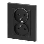Gniazdo podwójne p/t 2x2P+Z Malta, 16A, 250V, PT-6M, czarny mat