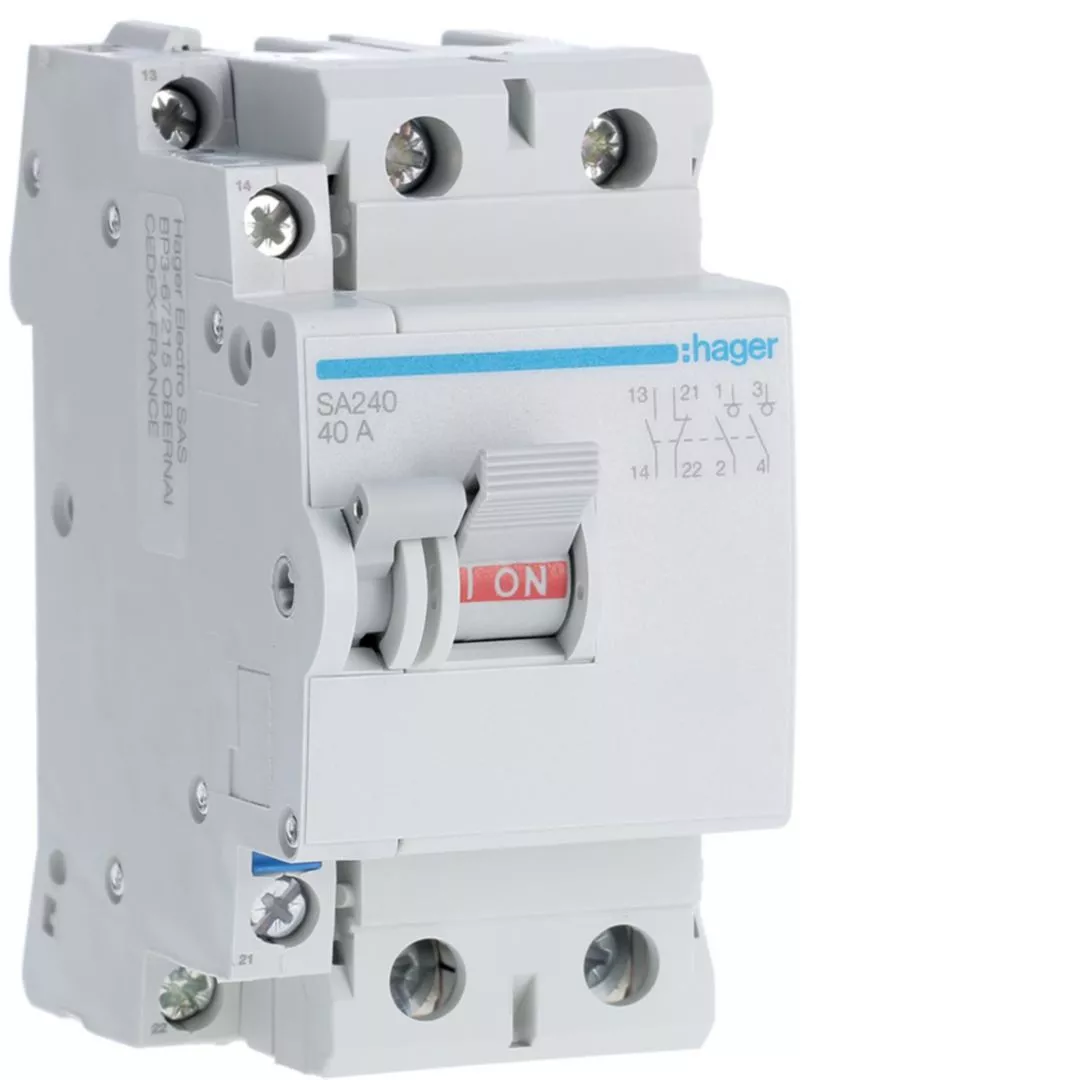 Modułowy rozłącznik izolacyjny z możliwością wyzwalania 2P 40A 230VAC, styk pom.