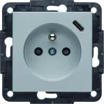 lumina Gniazdo zasilające z uziemieniem z ładowarką USB C 2,4 A / 12W, srebrny