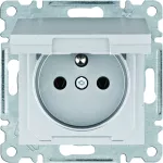 lumina Gniazdo zasilające z uziemieniem i pokrywą, srebrny