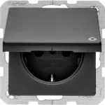 Q.x Gniazdo SCHUKO z pokrywą, antracyt aksamit