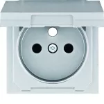 lumina Płytka czołowa do gniazda z uziemieniem z pokrywą, srebrny