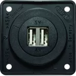 Integro Gniazdo USB ładowania podwójne, 12V, 3A; czarny mat, mechanizm czarny