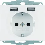 K.1 Gniazdo SCHUKO z gniazdem ładowania USB 2,4 A; samozaciski; biały połysk