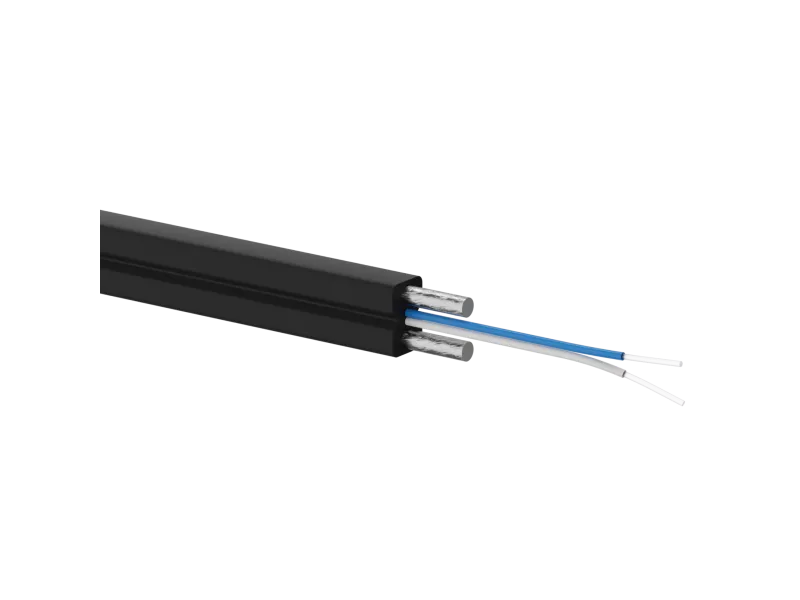 Kabel światłowodowy FTTH 2J, jednomodowy 9/125 LSOH Dca czarny, wzmocnienie FRP, całkowicie dielektryczny, 1000m ALANTEC