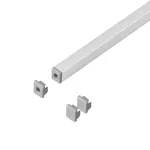 Zestaw: profil aluminiowy do taśm LED, 2000 x 7,8 x 9 mm, natynkowy, srebrny, klosz mrożony, 4 zaślepki