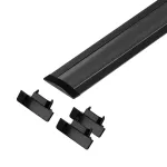Zestaw: profil aluminiowy do taśm LED, 2000 x 24,5 x 6,05 mm, podtynkowy, czarny, klosz czarny, 4 zaślepki