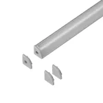 Zestaw: profil aluminiowy do taśm LED, 2000 x 10 x 10 mm, narożny, srebrny, klosz mleczny, 4 zaślepki