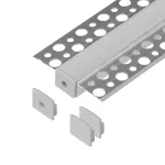 Zestaw: profil aluminiowy do taśm LED, 2000 x 55 x 13 mm, podtynkowy, srebrny, klosz mleczny, 4 zaślepki