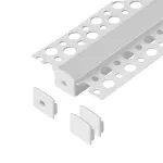 Zestaw: profil aluminiowy do taśm LED, 2000 x 55 x 13 mm, podtynkowy, biały, klosz mleczny, 4 zaślepki
