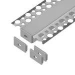Zestaw: profil aluminiowy do taśm LED, 2000 x 55,8 x 12,5 mm, podtynkowy, srebrny, klosz mleczny, 4 zaślepki